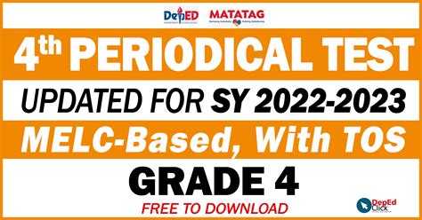 Updated! 4TH Periodical Tests – All Subjects with .